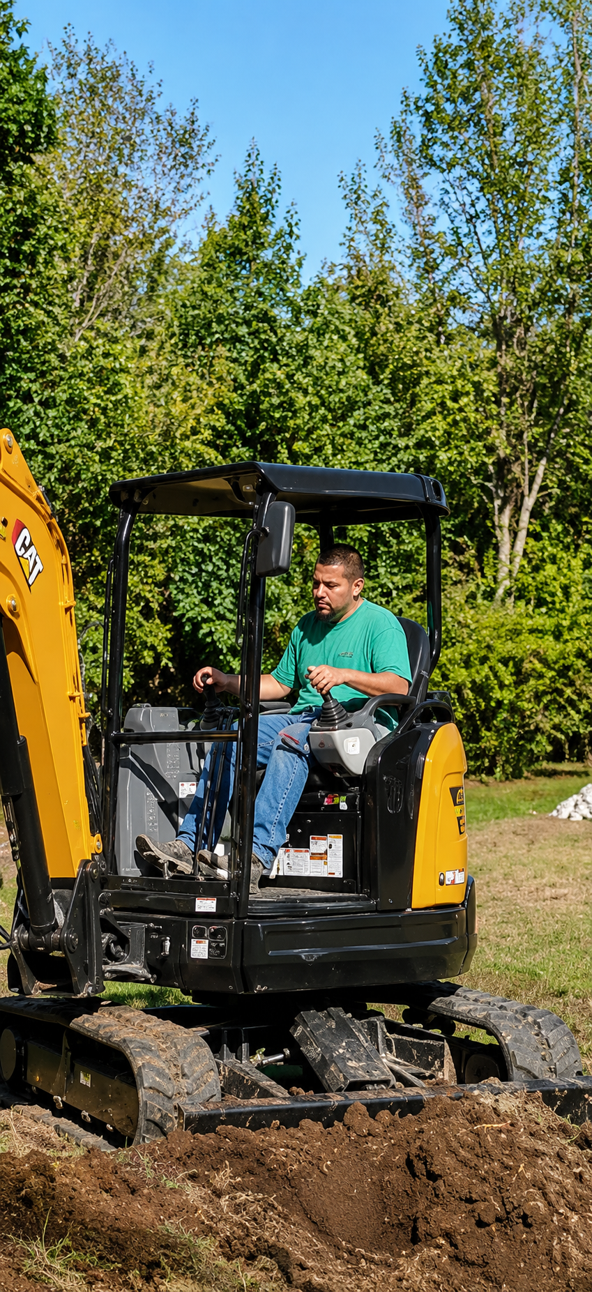 Melton's Plumbing technician operating excavation equipment